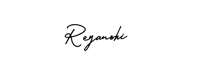 The best way (AmerikaSignatureDemo-Regular) to make a short signature is to pick only two or three words in your name. The name Reyanshi include a total of six letters. For converting this name. Reyanshi signature style 3 images and pictures png