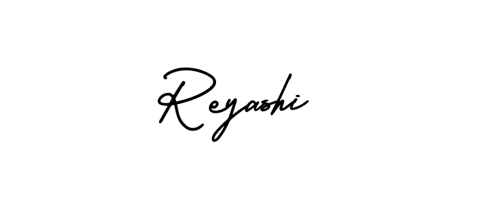 The best way (AmerikaSignatureDemo-Regular) to make a short signature is to pick only two or three words in your name. The name Reyashi include a total of six letters. For converting this name. Reyashi signature style 3 images and pictures png