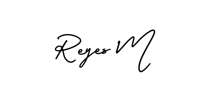 Create a beautiful signature design for name Reyes M. With this signature (AmerikaSignatureDemo-Regular) fonts, you can make a handwritten signature for free. Reyes M signature style 3 images and pictures png