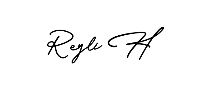 It looks lik you need a new signature style for name Reyli H. Design unique handwritten (AmerikaSignatureDemo-Regular) signature with our free signature maker in just a few clicks. Reyli H signature style 3 images and pictures png