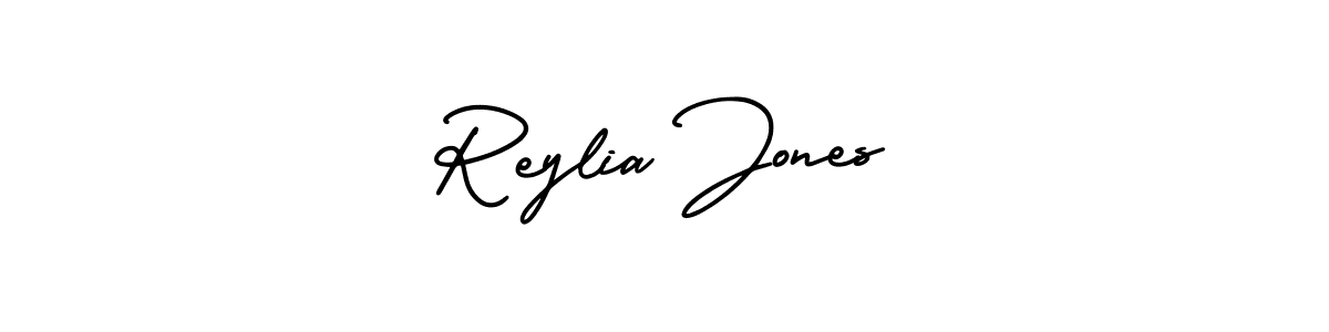 Reylia Jones stylish signature style. Best Handwritten Sign (AmerikaSignatureDemo-Regular) for my name. Handwritten Signature Collection Ideas for my name Reylia Jones. Reylia Jones signature style 3 images and pictures png