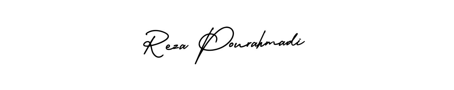 This is the best signature style for the Reza Pourahmadi name. Also you like these signature font (AmerikaSignatureDemo-Regular). Mix name signature. Reza Pourahmadi signature style 3 images and pictures png