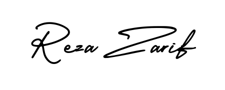 Download transparent PNG signature for name Reza Zarif styled with AmerikaSignatureDemo-Regular font. Ready to paste directly into PDF and Word agreements. Reza Zarif signature style 3 images and pictures png