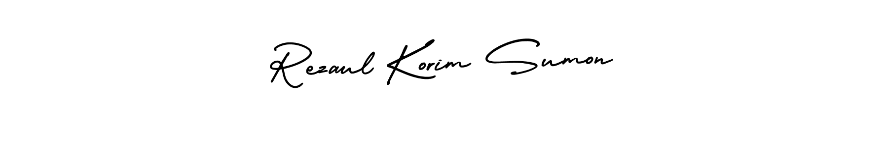You should practise on your own different ways (AmerikaSignatureDemo-Regular) to write your name (Rezaul Korim Sumon) in signature. don't let someone else do it for you. Rezaul Korim Sumon signature style 3 images and pictures png