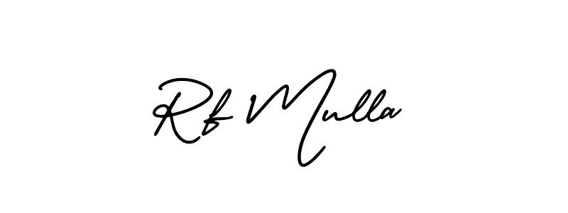 The best way (AmerikaSignatureDemo-Regular) to make a short signature is to pick only two or three words in your name. The name Rf Mulla include a total of six letters. For converting this name. Rf Mulla signature style 3 images and pictures png