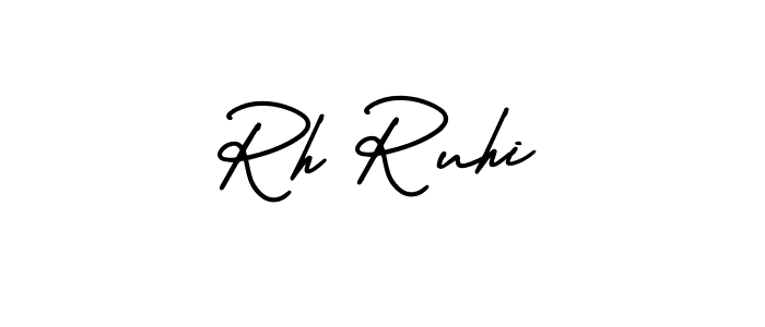 How to make Rh Ruhi name signature. Use AmerikaSignatureDemo-Regular style for creating short signs online. This is the latest handwritten sign. Rh Ruhi signature style 3 images and pictures png