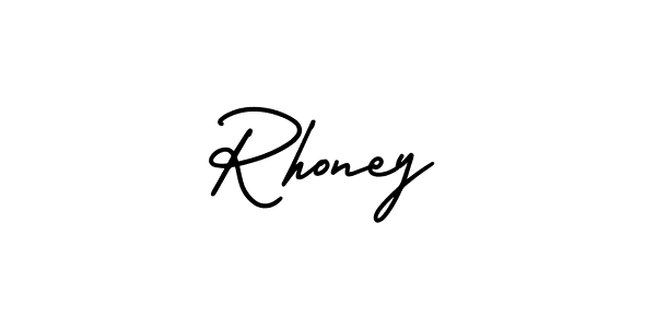 Make a beautiful signature design for name Rhoney. With this signature (AmerikaSignatureDemo-Regular) style, you can create a handwritten signature for free. Rhoney signature style 3 images and pictures png