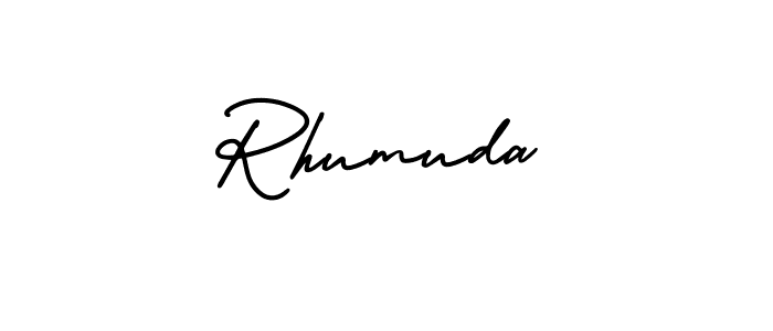 The best way (AmerikaSignatureDemo-Regular) to make a short signature is to pick only two or three words in your name. The name Rhumuda include a total of six letters. For converting this name. Rhumuda signature style 3 images and pictures png