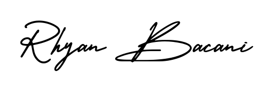 The AmerikaSignatureDemo-Regular font gives name Rhyan Bacani a signature that looks effortless yet distinguished. Download high-res PNG instantly. Rhyan Bacani signature style 3 images and pictures png