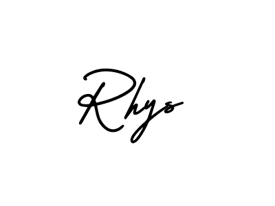 How to make Rhys name signature. Use AmerikaSignatureDemo-Regular style for creating short signs online. This is the latest handwritten sign. Rhys signature style 3 images and pictures png