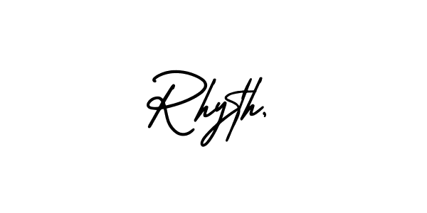 The best way (AmerikaSignatureDemo-Regular) to make a short signature is to pick only two or three words in your name. The name Rhyth, include a total of six letters. For converting this name. Rhyth, signature style 3 images and pictures png