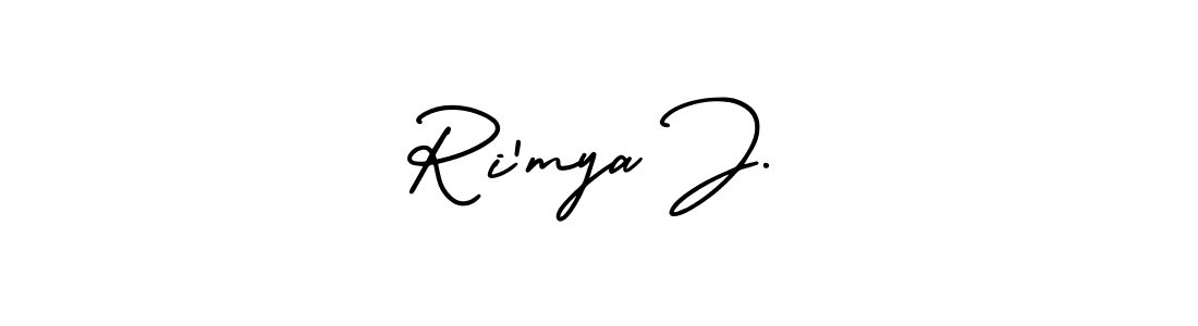 Use a signature maker to create a handwritten signature online. With this signature software, you can design (AmerikaSignatureDemo-Regular) your own signature for name Ri’mya J.. Ri’mya J. signature style 3 images and pictures png