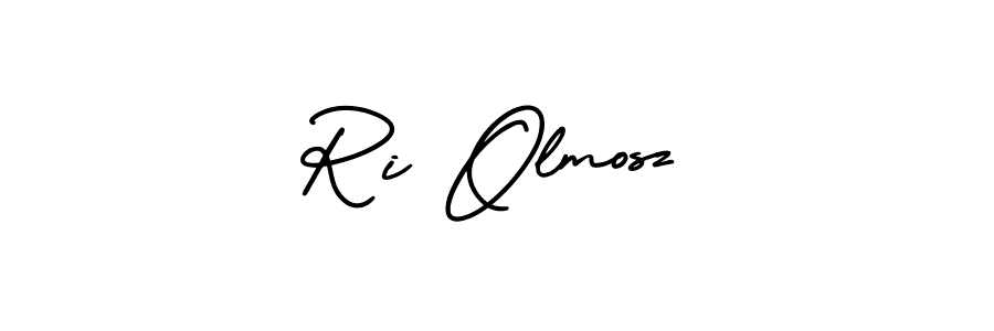 The best way (AmerikaSignatureDemo-Regular) to make a short signature is to pick only two or three words in your name. The name Ri Olmosz include a total of six letters. For converting this name. Ri Olmosz signature style 3 images and pictures png