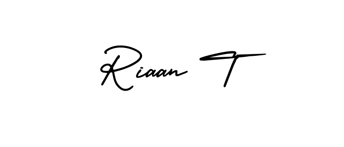 Use a signature maker to create a handwritten signature online. With this signature software, you can design (AmerikaSignatureDemo-Regular) your own signature for name Riaan T. Riaan T signature style 3 images and pictures png