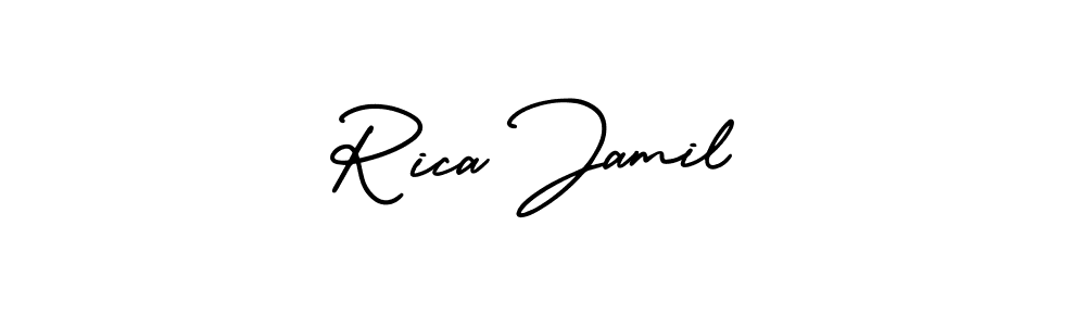 How to Draw Rica Jamil signature style? AmerikaSignatureDemo-Regular is a latest design signature styles for name Rica Jamil. Rica Jamil signature style 3 images and pictures png