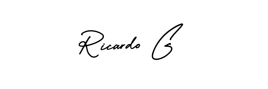 Ricardo G stylish signature style. Best Handwritten Sign (AmerikaSignatureDemo-Regular) for my name. Handwritten Signature Collection Ideas for my name Ricardo G. Ricardo G signature style 3 images and pictures png