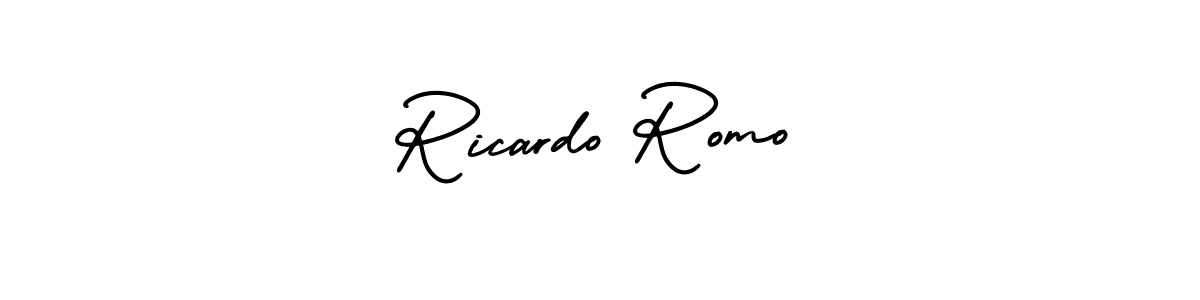 Ricardo Romo stylish signature style. Best Handwritten Sign (AmerikaSignatureDemo-Regular) for my name. Handwritten Signature Collection Ideas for my name Ricardo Romo. Ricardo Romo signature style 3 images and pictures png