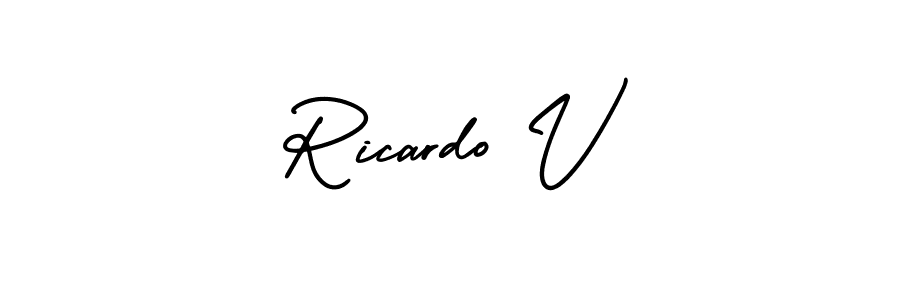 Use a signature maker to create a handwritten signature online. With this signature software, you can design (AmerikaSignatureDemo-Regular) your own signature for name Ricardo V. Ricardo V signature style 3 images and pictures png