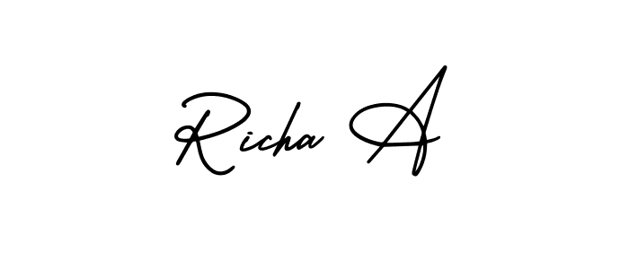 It looks lik you need a new signature style for name Richa A. Design unique handwritten (AmerikaSignatureDemo-Regular) signature with our free signature maker in just a few clicks. Richa A signature style 3 images and pictures png