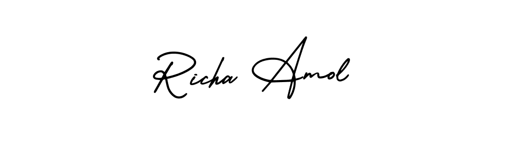 This is the best signature style for the Richa Amol name. Also you like these signature font (AmerikaSignatureDemo-Regular). Mix name signature. Richa Amol signature style 3 images and pictures png