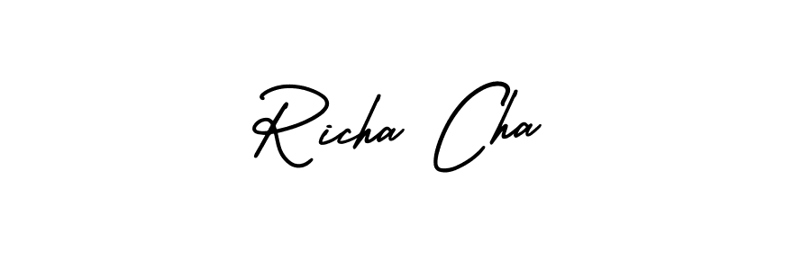 Make a short Richa Cha signature style. Manage your documents anywhere anytime using AmerikaSignatureDemo-Regular. Create and add eSignatures, submit forms, share and send files easily. Richa Cha signature style 3 images and pictures png