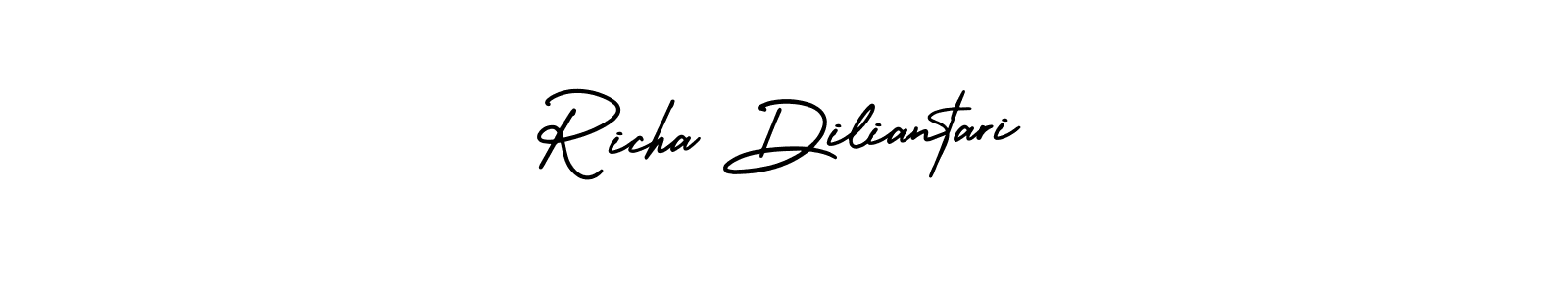 Make a short Richa Diliantari signature style. Manage your documents anywhere anytime using AmerikaSignatureDemo-Regular. Create and add eSignatures, submit forms, share and send files easily. Richa Diliantari signature style 3 images and pictures png
