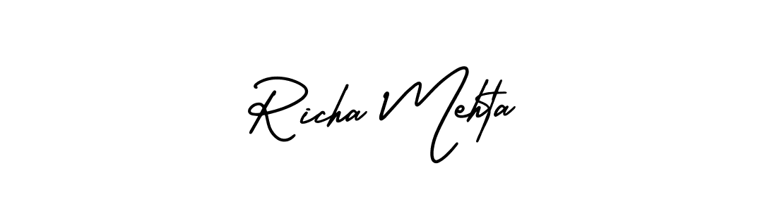 How to make Richa Mehta signature? AmerikaSignatureDemo-Regular is a professional autograph style. Create handwritten signature for Richa Mehta name. Richa Mehta signature style 3 images and pictures png