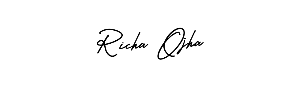 This is the best signature style for the Richa Ojha name. Also you like these signature font (AmerikaSignatureDemo-Regular). Mix name signature. Richa Ojha signature style 3 images and pictures png