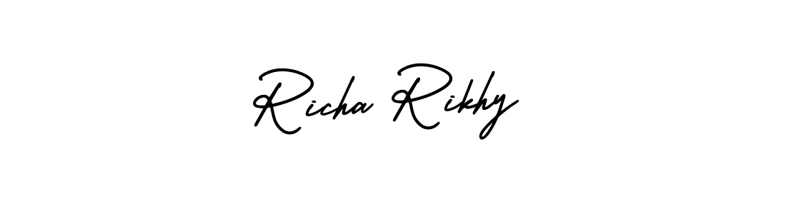 It looks lik you need a new signature style for name Richa Rikhy. Design unique handwritten (AmerikaSignatureDemo-Regular) signature with our free signature maker in just a few clicks. Richa Rikhy signature style 3 images and pictures png