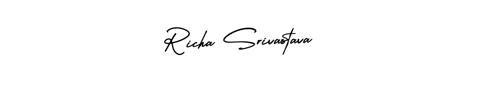 The best way (AmerikaSignatureDemo-Regular) to make a short signature is to pick only two or three words in your name. The name Richa Srivastava include a total of six letters. For converting this name. Richa Srivastava signature style 3 images and pictures png