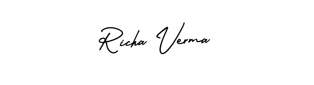 Use a signature maker to create a handwritten signature online. With this signature software, you can design (AmerikaSignatureDemo-Regular) your own signature for name Richa Verma. Richa Verma signature style 3 images and pictures png