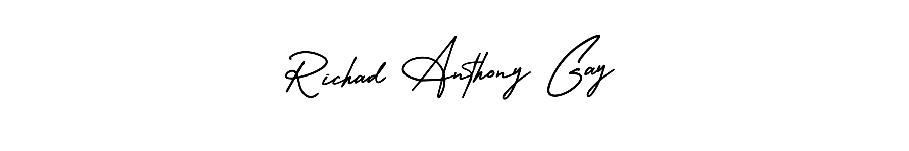 Similarly AmerikaSignatureDemo-Regular is the best handwritten signature design. Signature creator online .You can use it as an online autograph creator for name Richad Anthony Gay. Richad Anthony Gay signature style 3 images and pictures png