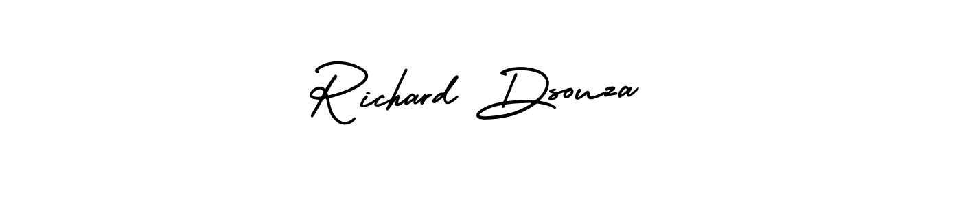 The best way (AmerikaSignatureDemo-Regular) to make a short signature is to pick only two or three words in your name. The name Richard Dsouza include a total of six letters. For converting this name. Richard Dsouza signature style 3 images and pictures png