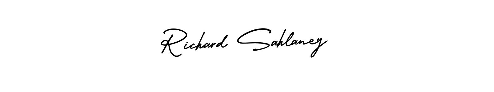 You should practise on your own different ways (AmerikaSignatureDemo-Regular) to write your name (Richard Sahlaney) in signature. don't let someone else do it for you. Richard Sahlaney signature style 3 images and pictures png