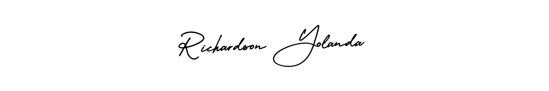 The best way (AmerikaSignatureDemo-Regular) to make a short signature is to pick only two or three words in your name. The name Richardson Yolanda include a total of six letters. For converting this name. Richardson Yolanda signature style 3 images and pictures png