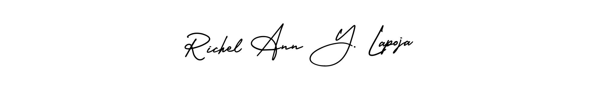 Similarly AmerikaSignatureDemo-Regular is the best handwritten signature design. Signature creator online .You can use it as an online autograph creator for name Richel Ann Y. Lapoja. Richel Ann Y. Lapoja signature style 3 images and pictures png