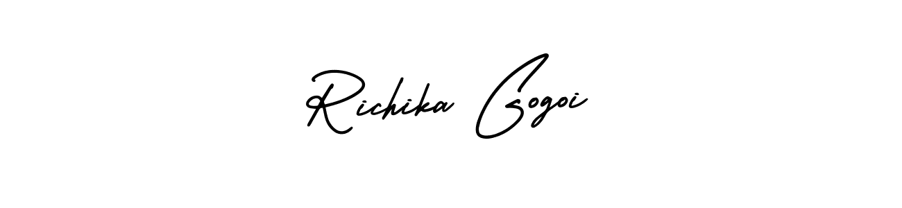 How to Draw Richika Gogoi signature style? AmerikaSignatureDemo-Regular is a latest design signature styles for name Richika Gogoi. Richika Gogoi signature style 3 images and pictures png