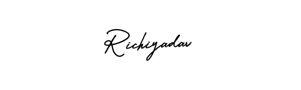 You should practise on your own different ways (AmerikaSignatureDemo-Regular) to write your name (Richiyadav) in signature. don't let someone else do it for you. Richiyadav signature style 3 images and pictures png