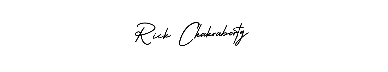 The best way (AmerikaSignatureDemo-Regular) to make a short signature is to pick only two or three words in your name. The name Rick Chakraborty include a total of six letters. For converting this name. Rick Chakraborty signature style 3 images and pictures png