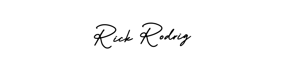 You should practise on your own different ways (AmerikaSignatureDemo-Regular) to write your name (Rick Rodrig) in signature. don't let someone else do it for you. Rick Rodrig signature style 3 images and pictures png