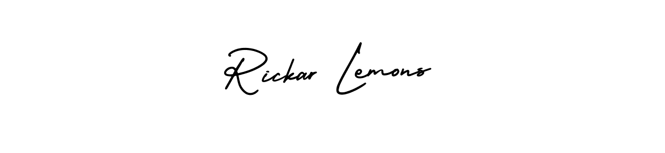 You should practise on your own different ways (AmerikaSignatureDemo-Regular) to write your name (Rickar Lemons) in signature. don't let someone else do it for you. Rickar Lemons signature style 3 images and pictures png