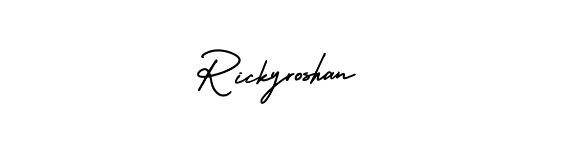 Create a beautiful signature design for name Rickyroshan. With this signature (AmerikaSignatureDemo-Regular) fonts, you can make a handwritten signature for free. Rickyroshan signature style 3 images and pictures png