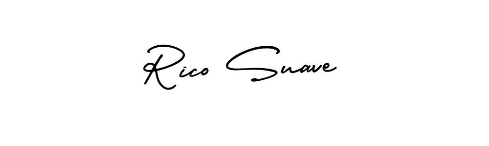 The best way (AmerikaSignatureDemo-Regular) to make a short signature is to pick only two or three words in your name. The name Rico Suave include a total of six letters. For converting this name. Rico Suave signature style 3 images and pictures png