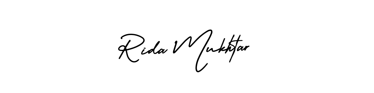 Make a beautiful signature design for name Rida Mukhtar. With this signature (AmerikaSignatureDemo-Regular) style, you can create a handwritten signature for free. Rida Mukhtar signature style 3 images and pictures png