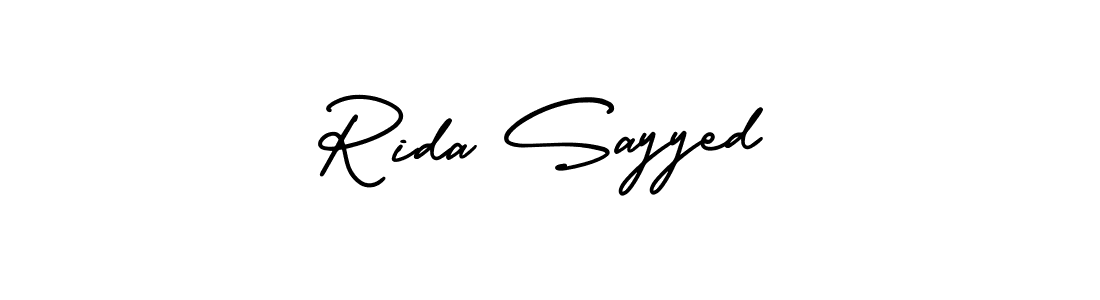 The best way (AmerikaSignatureDemo-Regular) to make a short signature is to pick only two or three words in your name. The name Rida Sayyed include a total of six letters. For converting this name. Rida Sayyed signature style 3 images and pictures png