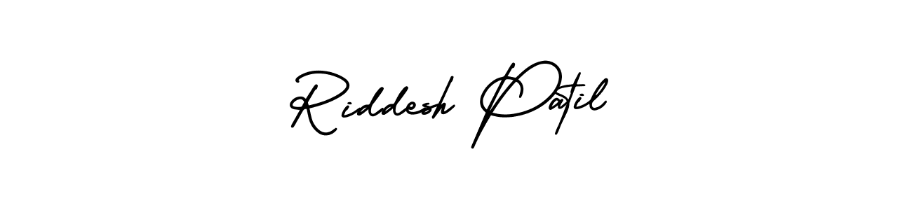 You should practise on your own different ways (AmerikaSignatureDemo-Regular) to write your name (Riddesh Patil) in signature. don't let someone else do it for you. Riddesh Patil signature style 3 images and pictures png