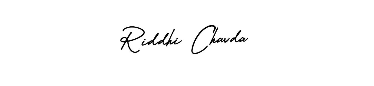 You should practise on your own different ways (AmerikaSignatureDemo-Regular) to write your name (Riddhi Chavda) in signature. don't let someone else do it for you. Riddhi Chavda signature style 3 images and pictures png