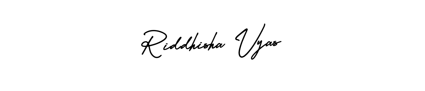 How to make Riddhisha Vyas name signature. Use AmerikaSignatureDemo-Regular style for creating short signs online. This is the latest handwritten sign. Riddhisha Vyas signature style 3 images and pictures png