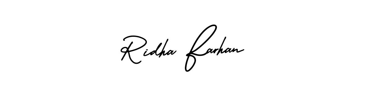 Use a signature maker to create a handwritten signature online. With this signature software, you can design (AmerikaSignatureDemo-Regular) your own signature for name Ridha Farhan. Ridha Farhan signature style 3 images and pictures png