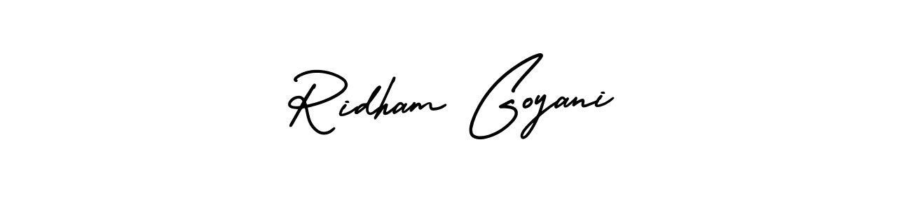 Make a beautiful signature design for name Ridham Goyani. With this signature (AmerikaSignatureDemo-Regular) style, you can create a handwritten signature for free. Ridham Goyani signature style 3 images and pictures png